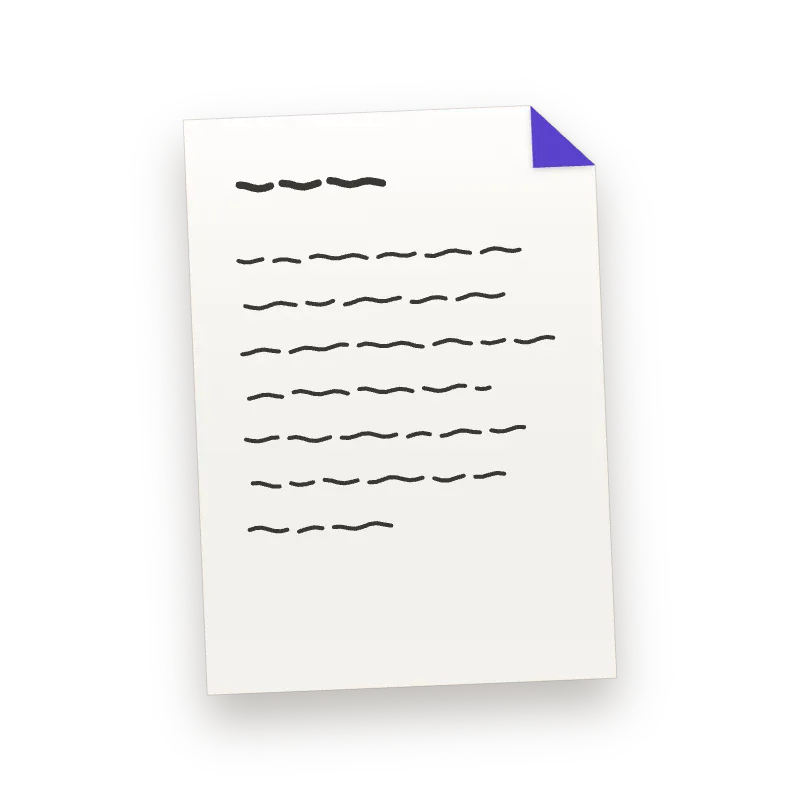 The sheet with an idea written on it in ink.